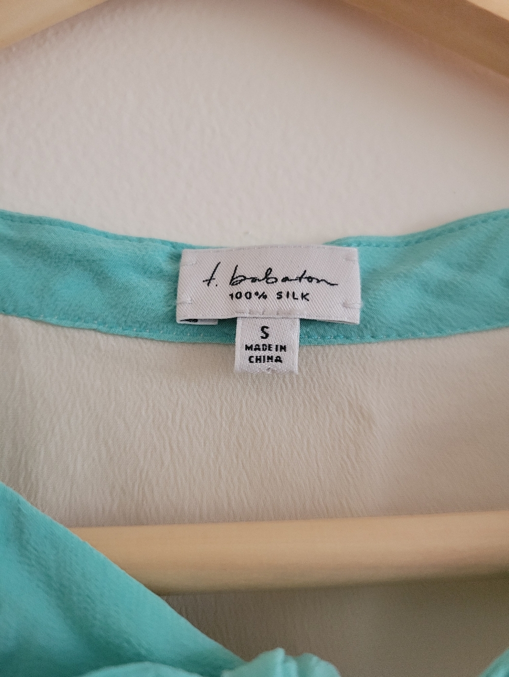 Babaton Cream Blouse with Tie Knot And Teal Details - Picture 4 of 7